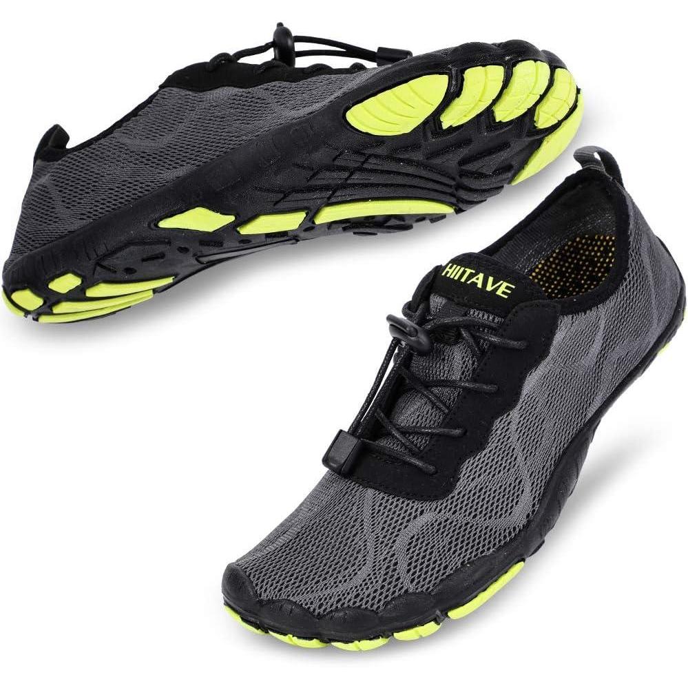 imageHIITAVE Men Barefoot Water Shoes Beach Aqua Socks Quick Dry for Outdoor Sport Hiking Swiming SurfingDark GrayGreen