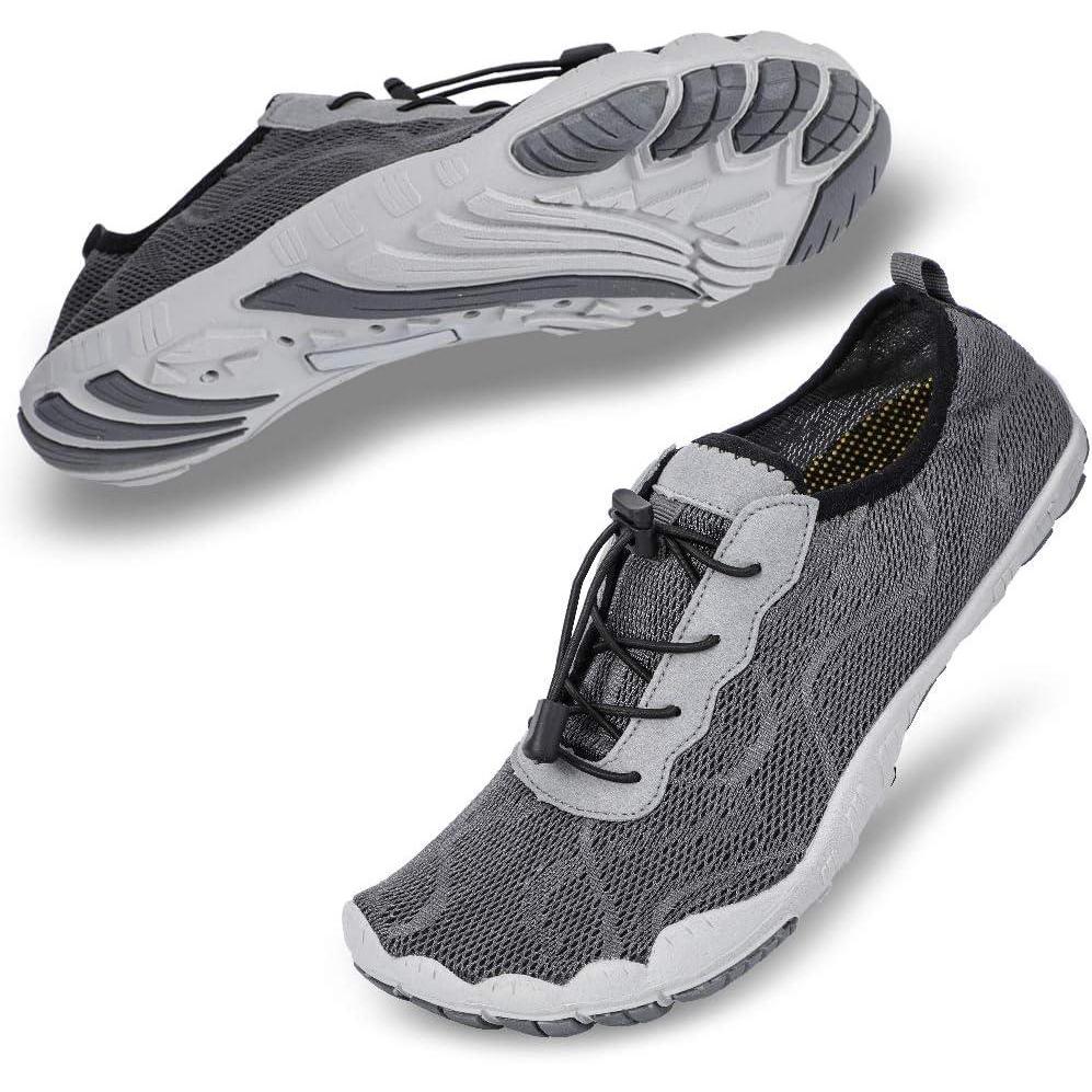 imageHIITAVE Men Barefoot Water Shoes Beach Aqua Socks Quick Dry for Outdoor Sport Hiking Swiming SurfingGrey