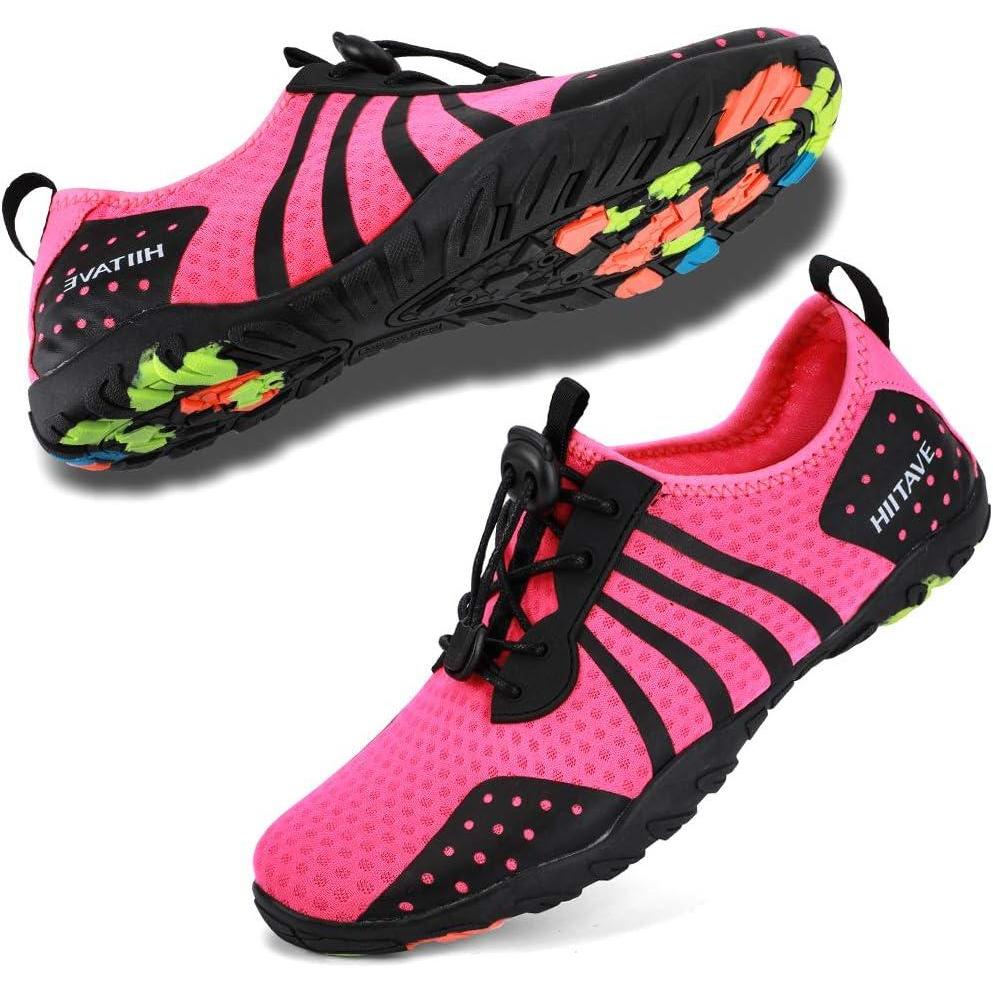imageHIITAVE Womens Aqua Beach Water Shoes Quick Dry Barefoot Swim Socks for Surf Pool River Walking Diving Water SportsFushia
