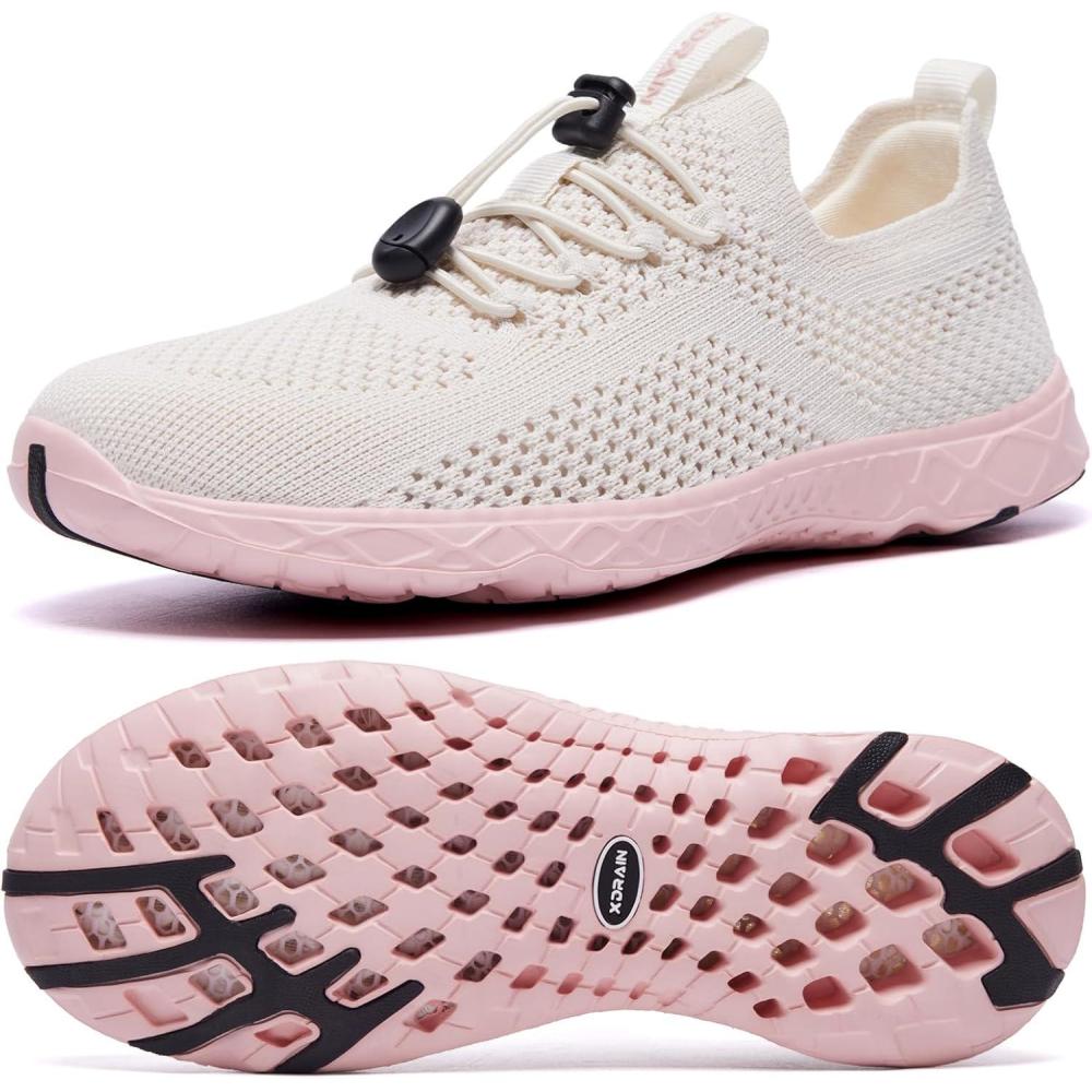imageKOLILI Womens Stylish Water Shoes Tennis Walking Shoes with Arch Support Best for Water Sports Travel ampamp WalkApricot Pink