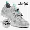 ALEADER Xdrain Women’s Water Shoes Mesh Slip On Aqua Shoes for Beach, Swimming, Travel & Tennis(Light Gray/Aqua)