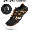 HIITAVE Men Barefoot Water Shoes Beach Aqua Socks Quick Dry for Outdoor Sport Hiking Swiming Surfing(Black/Orange)