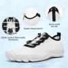 HIITAVE Men Barefoot Water Shoes Beach Aqua Socks Quick Dry for Outdoor Sport Hiking Swiming Surfing(White/Black)