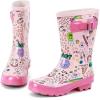ALEADER Kids Waterproof Rubber Rain Boots for Girls, Boys & Toddlers with Fun Prints & Handles