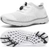 ALEADER Women’s Lightweight Aqua Water Shoes Slip-on Quick Drying Swim Shoes(B/White/Gray)