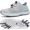 ALEADER Women’s Lightweight Aqua Water Shoes Slip-on Quick Drying Swim Shoes(Gray/Aqua Sky)