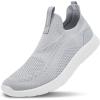 ALEADER Women’s Slip On Energycloud Walking Shoes, Stretch Knit Sneakers Breathable Athletic Tennis(Light/Gray)