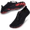 HIITAVE Men Barefoot Water Shoes Beach Aqua Socks Quick Dry for Outdoor Sport Hiking Swiming Surfing(Black/Red)