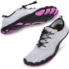 hiitave Womens Water Shoes Quick Dry Barefoot for Swim Diving Surf Aqua Sports Pool Beach Walking Yoga(A/Light Gray/Purple)