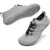 hiitave Womens Water Shoes Quick Dry Barefoot for Swim Diving Surf Aqua Sports Pool Beach Walking Yoga(Gray Black)