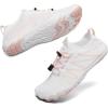 hiitave Womens Water Shoes Quick Dry Barefoot for Swim Diving Surf Aqua Sports Pool Beach Walking Yoga(White/Pink)